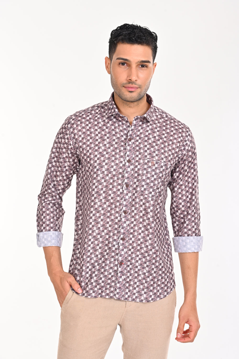 NEWSMAKER SLIMFIT FULL SLEEVE PURPLE SHIRT