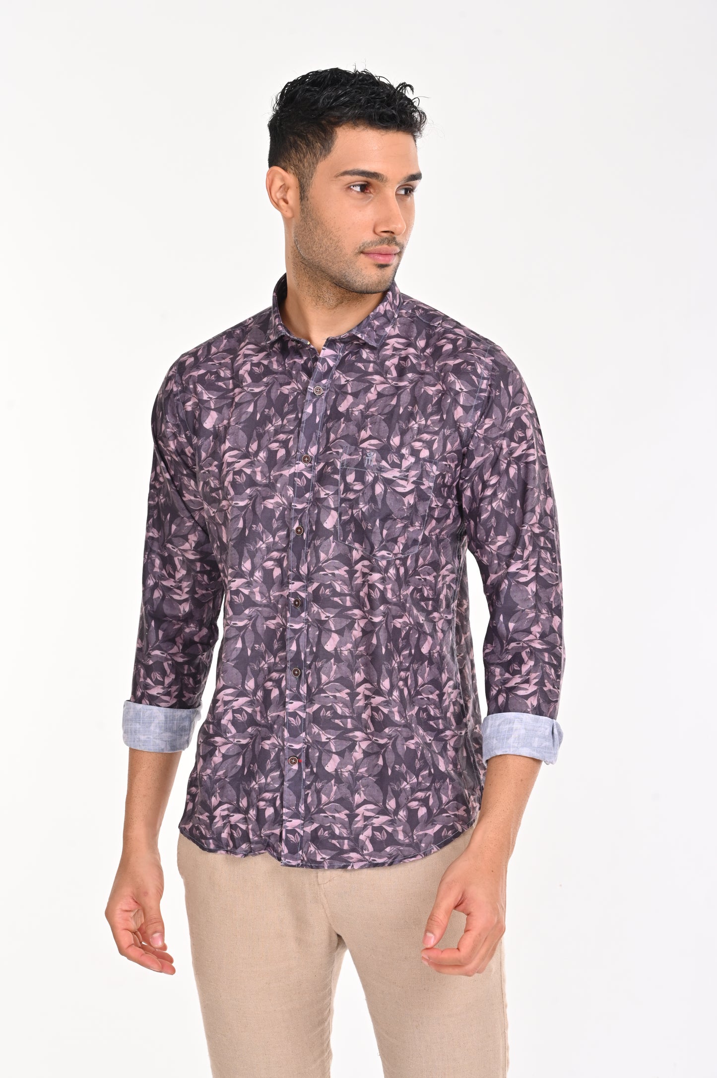 SHOP NEWSMAKER SLIMFIT FULL SLEEVE PINK & BLUE SHIRT