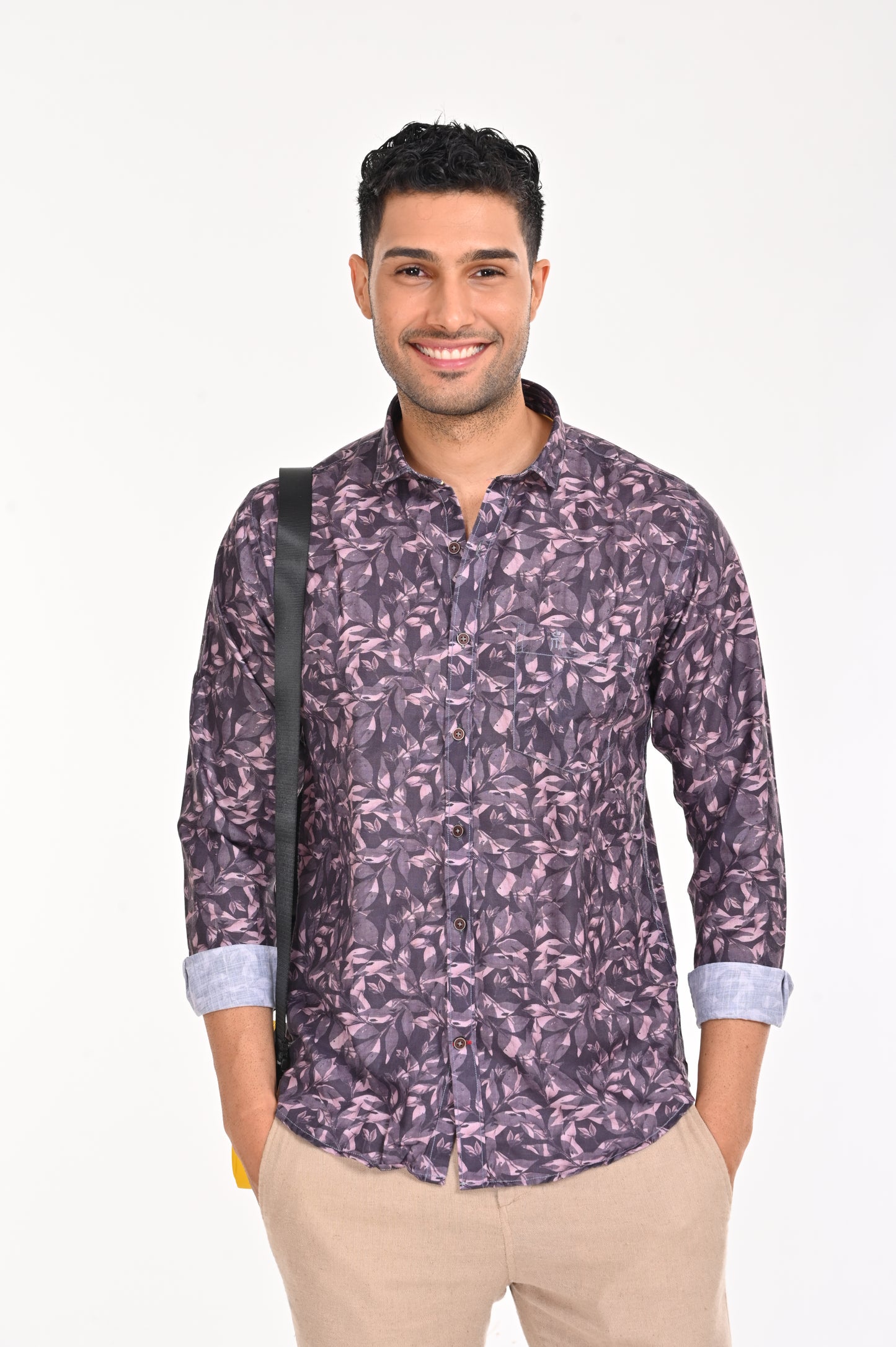 NEWSMAKER SLIMFIT FULL SLEEVE PINK & BLUE SHIRT