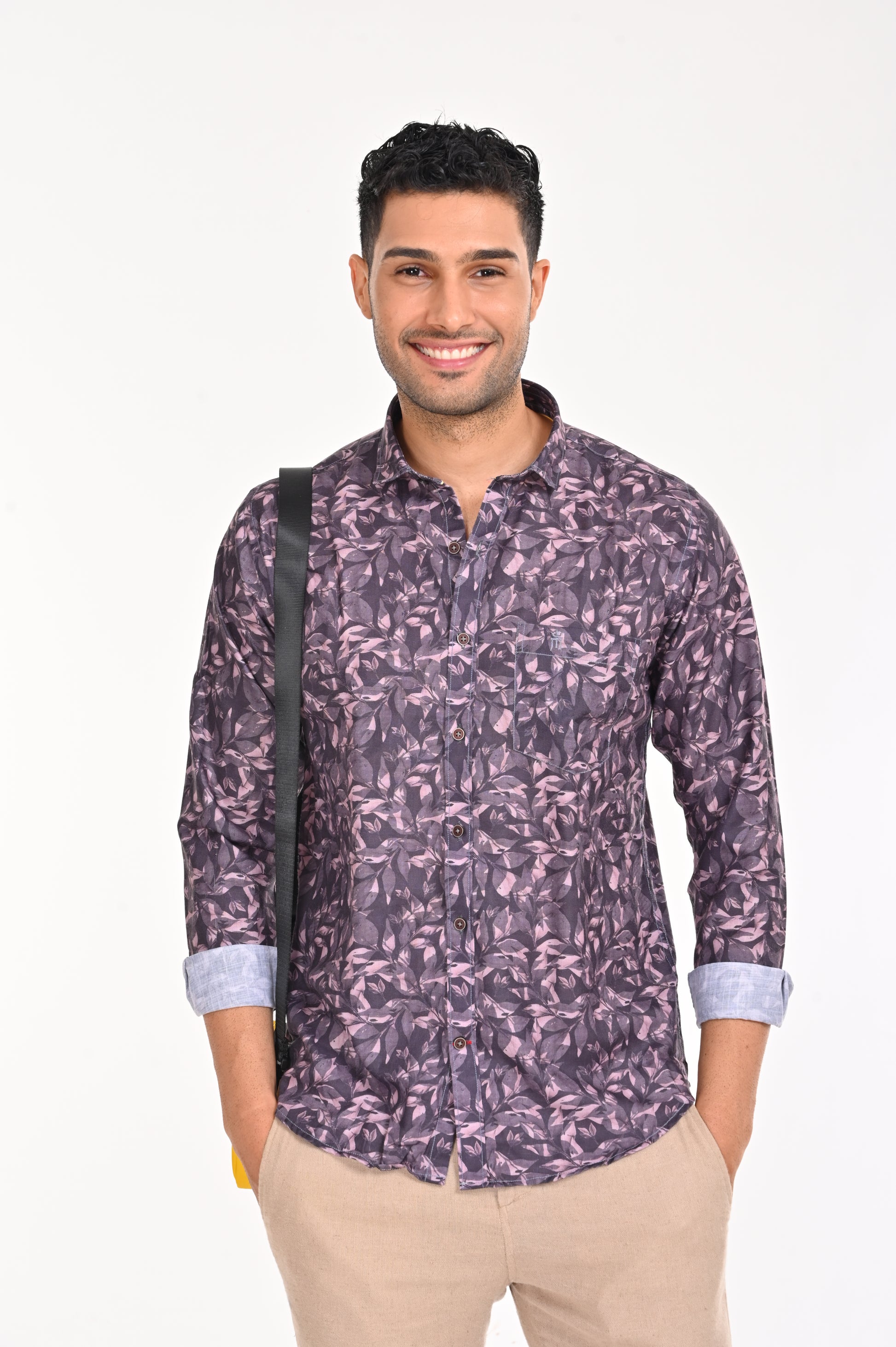 NEWSMAKER SLIMFIT FULL SLEEVE PINK & BLUE SHIRT