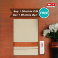 COPPER BORDER CREAM DOUBLE DHOTI FOR MEN - COPPER-10CBuy 1 Dhoti Get 1 Dhoti Belt Free