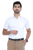 MCR Crown Lin Half Sleeve Formal White Shirt For Men