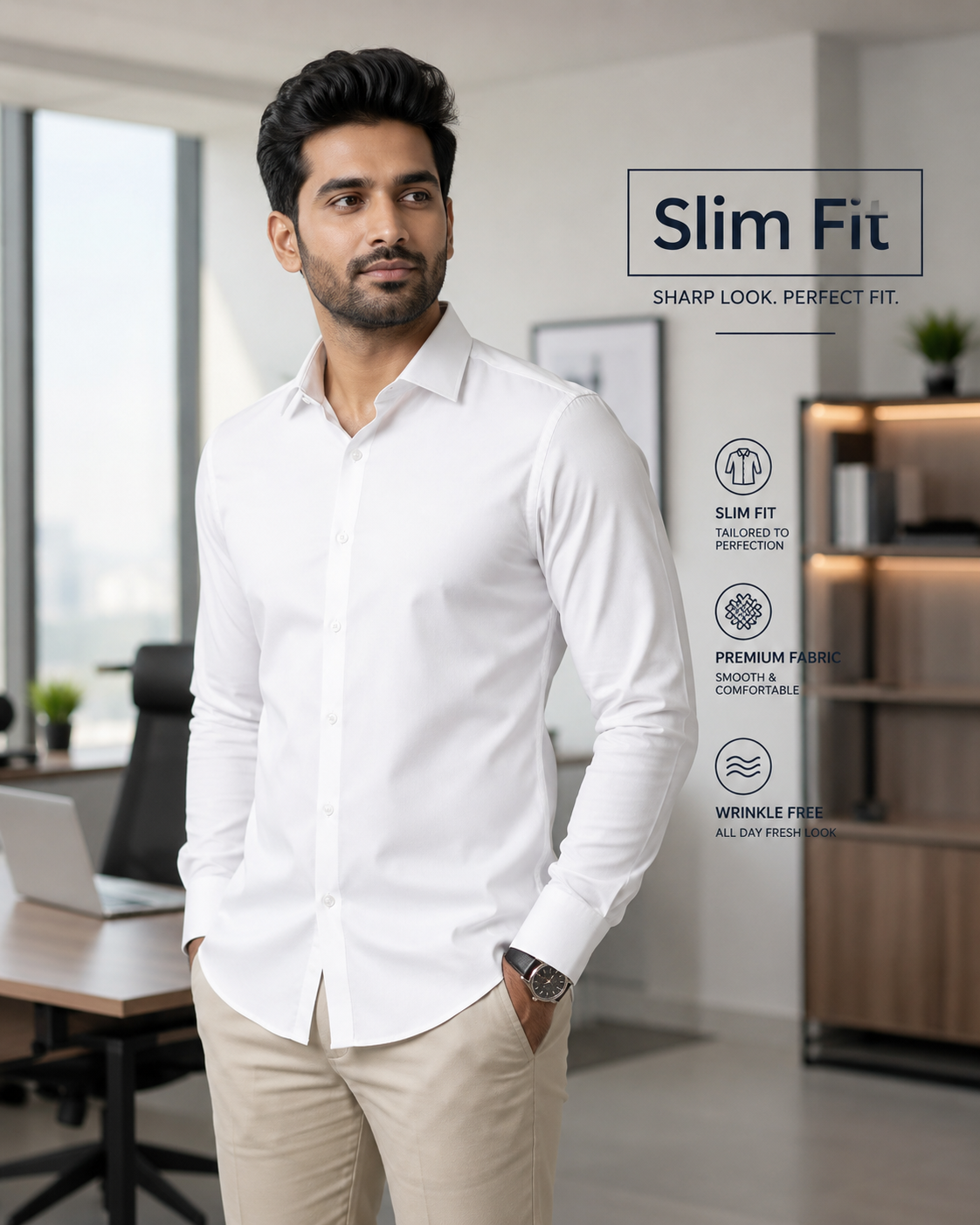 Winner slim fit White Shirt For Men