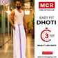 Easy Fit Fancy Border White Double Dhotis - Purple