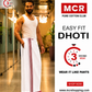 Easy Fit Fancy Border White Double Dhotis - Maroon