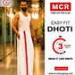 Easy Fit Fancy Border White Double Dhotis - Red