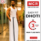 Easy Fit Fancy Border White Double Dhotis - Black