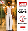 Easy Fit Fancy Border White Double Dhotis - Black