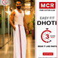 Easy Fit Fancy Border White Double Dhotis - Dark Maroon