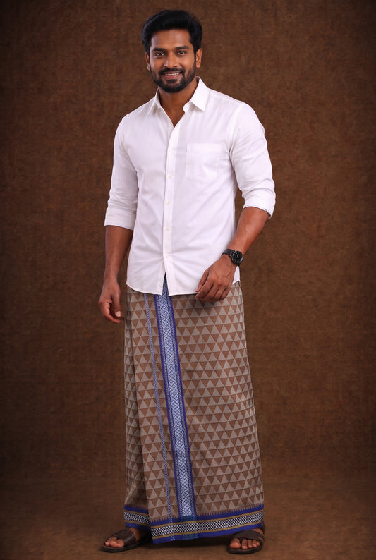 Sulthan Colour Jaquard Dhoti Ethnic Wear - Warm Greige (Assorted) KV-185