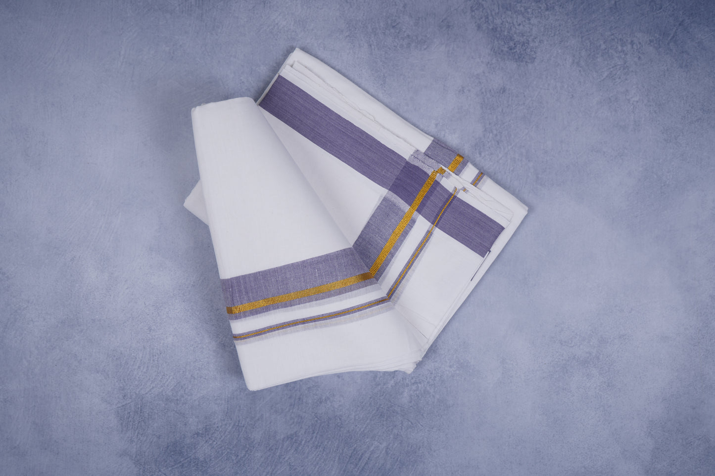 FEATHER FINISH COTTON 1818 W/D DHOTHIE 3.80 MTR- VIOLET