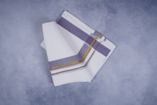 FEATHER FINISH COTTON 1818 W/D DHOTHIE 3.80 MTR- VIOLET