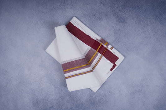 FEATHER FINISH COTTON 1818 W/D DHOTHIE 3.80 MTR-MAROON
