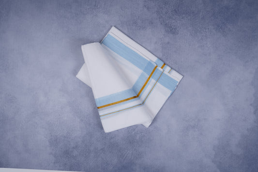FEATHER FINISH COTTON 1818 W/D DHOTHIE 3.80 MTR-SKY BLUE