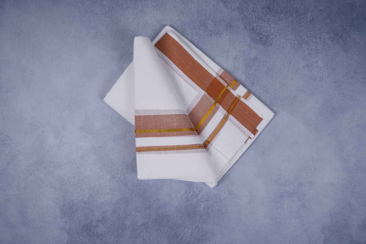 FEATHER FINISH COTTON 1818 W/D DHOTHIE 3.80 MTR-BROWN