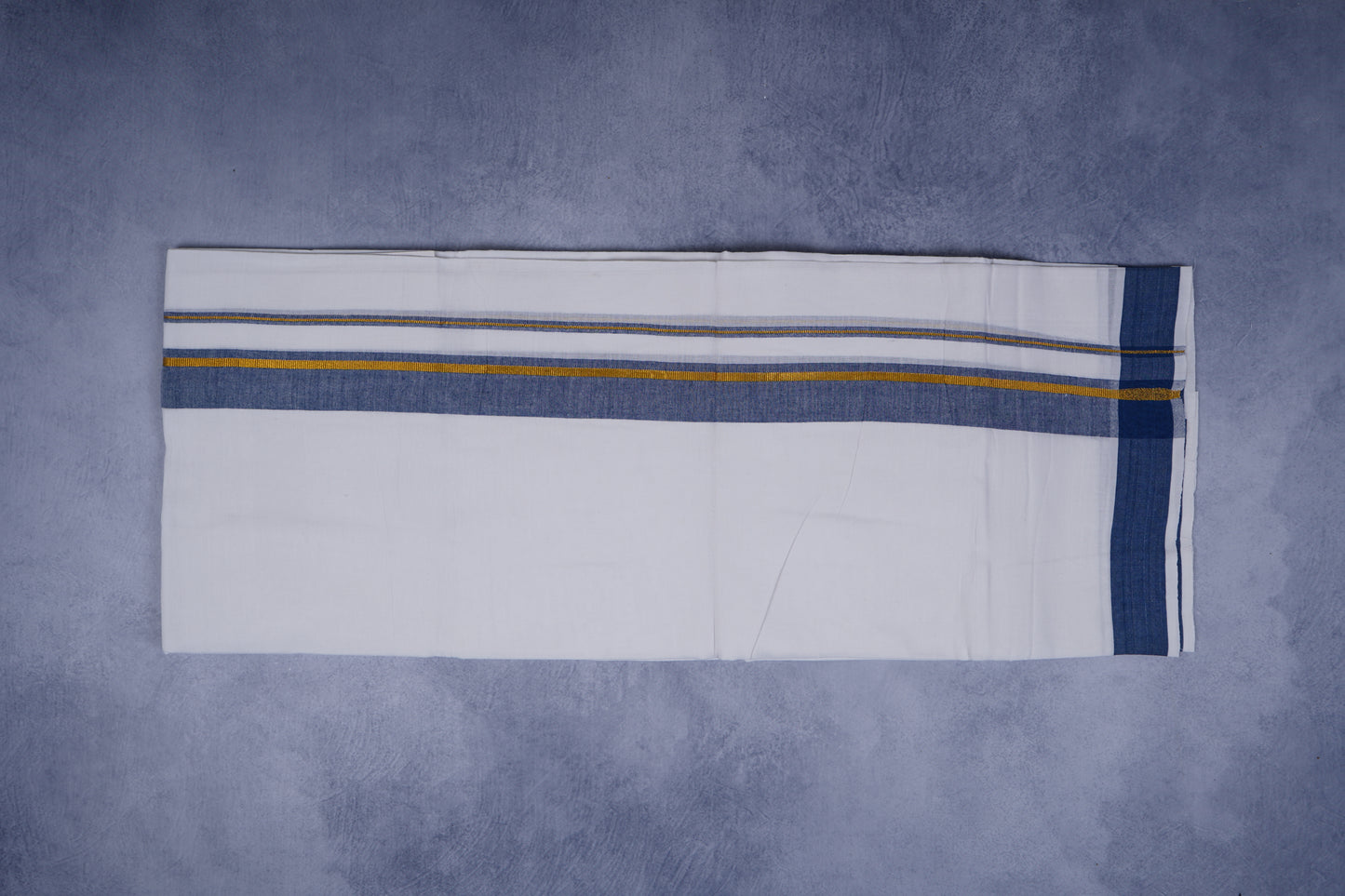 FEATHER FINISH COTTON 1818 W/D DHOTHIE 3.80 MTR-DARK BLUE