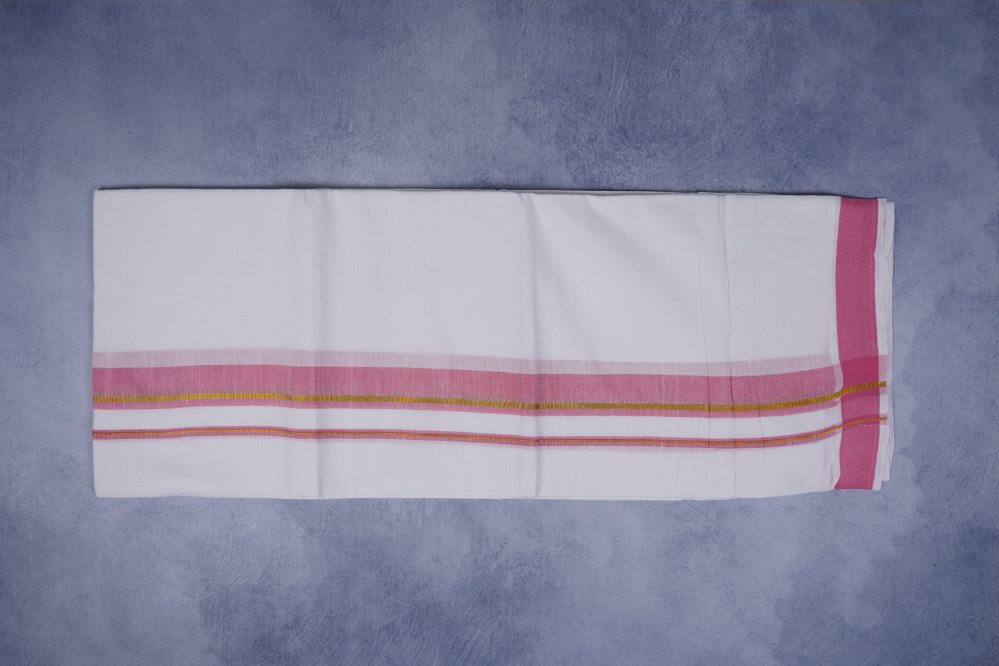 FEATHER FINISH COTTON 1818 W/D DHOTHIE 3.80 MTR-DARK PINK