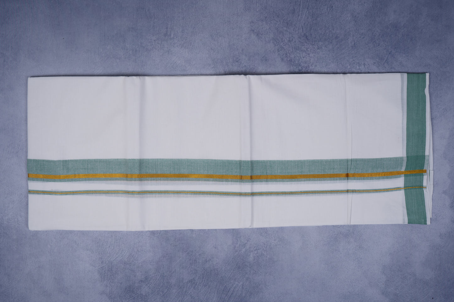 FEATHER FINISH COTTON 1818 W/D DHOTHIE 3.80 MTR-GREEN