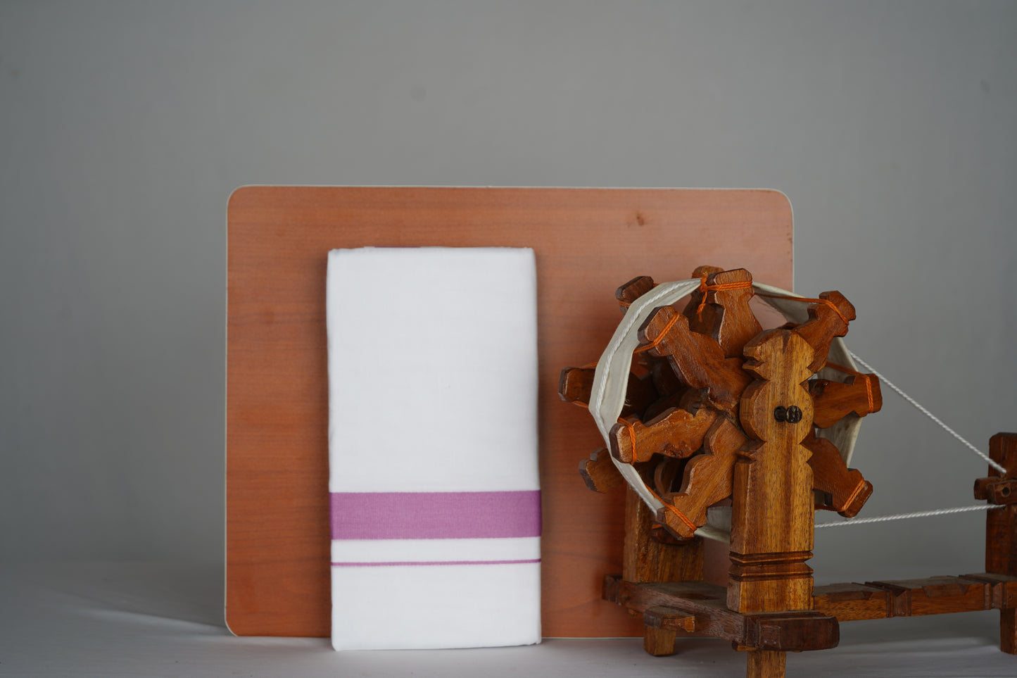 White Double Dhothie Cotton Colour Border For Men - FCD-366 Buy 1 Dhothie Get 1 Dhothie Belt Free (Assorted colours only)