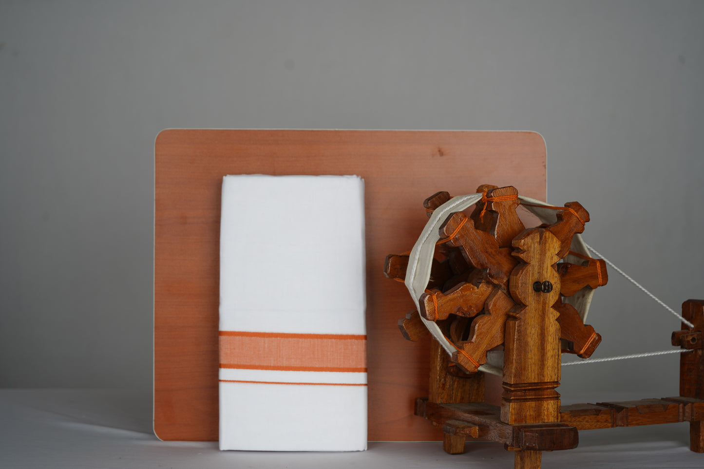 White Double Dhothie Cotton Colour Border For Men - FCD-471 Buy 1 Dhothie Get 1 Dhothie Belt Free (Assorted colours only)