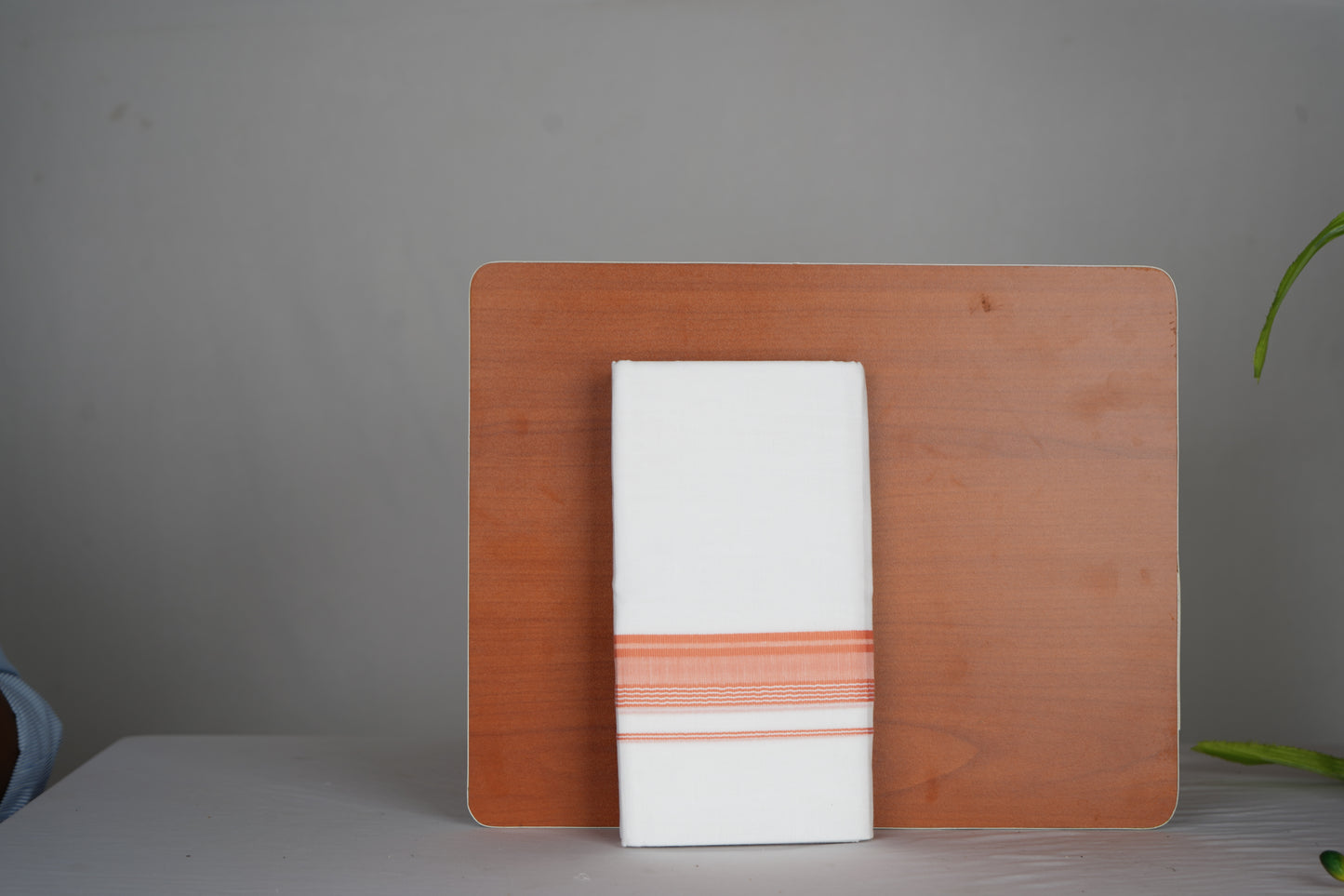 White Double Dhothie Cotton Colour Border For Men - FCD-331 Buy 1 Dhothie Get 1 Dhothie Belt Free (Assorted colours only)