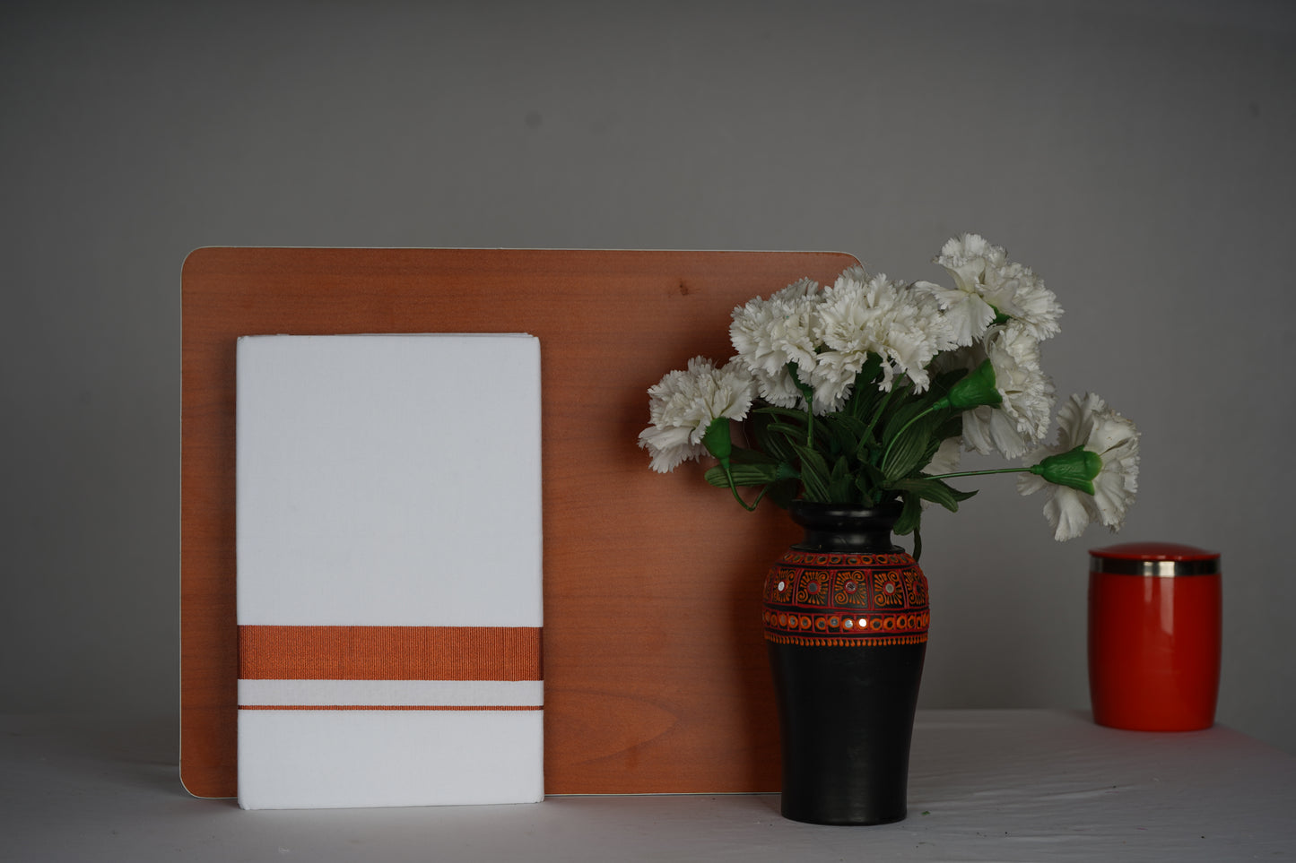 COPPER BORDER WHITE DOUBLE DHOTHIE FOR MEN - COPPER-10 Buy 1 Dhothie Get 1 Dhothie Belt Free