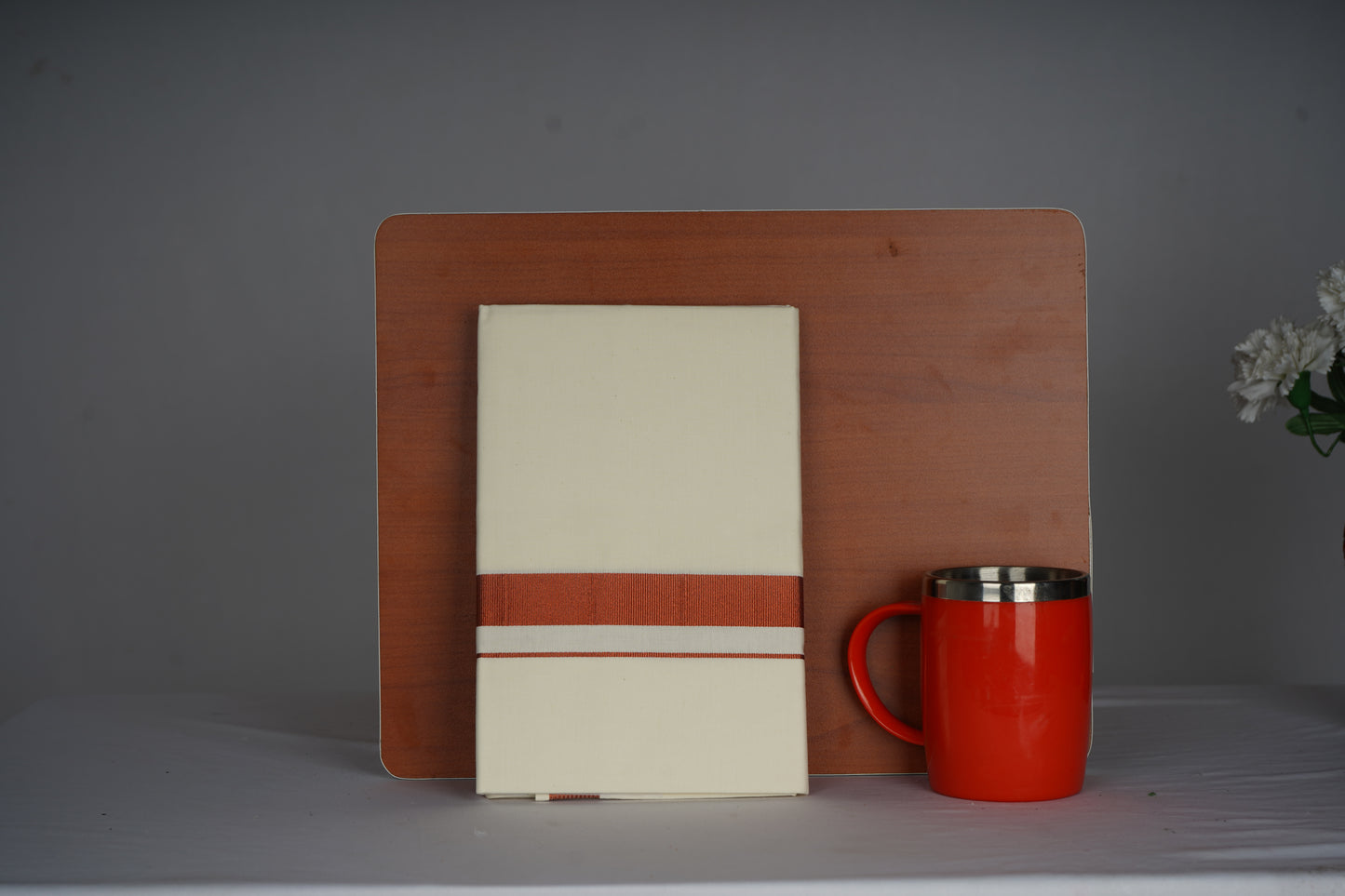 1 Inch Copper Jari Border Cream  Single Dhothie For Men COPPER SPL 1C -1 Buy 1 Dhothie Get 1 Dhothie Belt Free