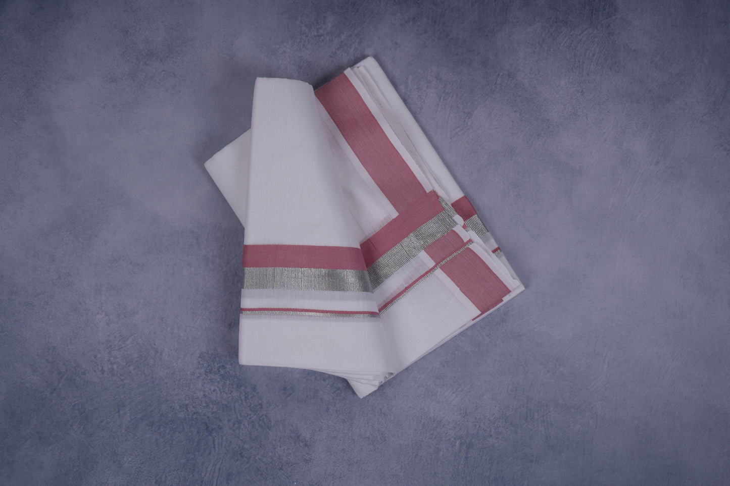 FEATHER FINISH COTTON 1212 W/D DHOTHIE 3.80 MTR-PINKSILVER