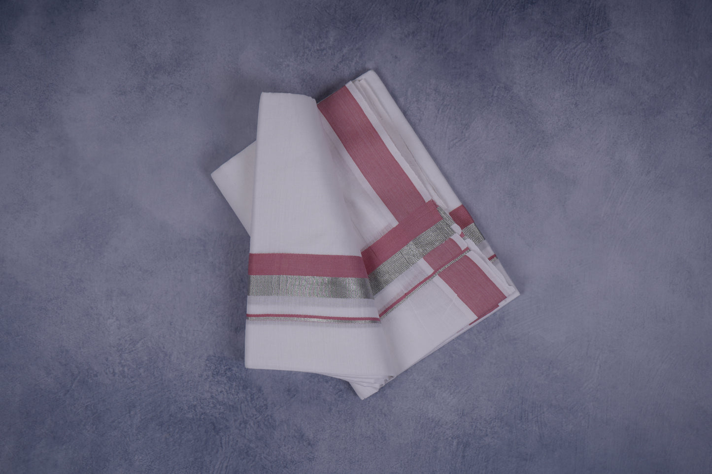 FEATHER FINISH COTTON 1212 W/D DHOTHIE 3.80 MTR-PINKSILVER