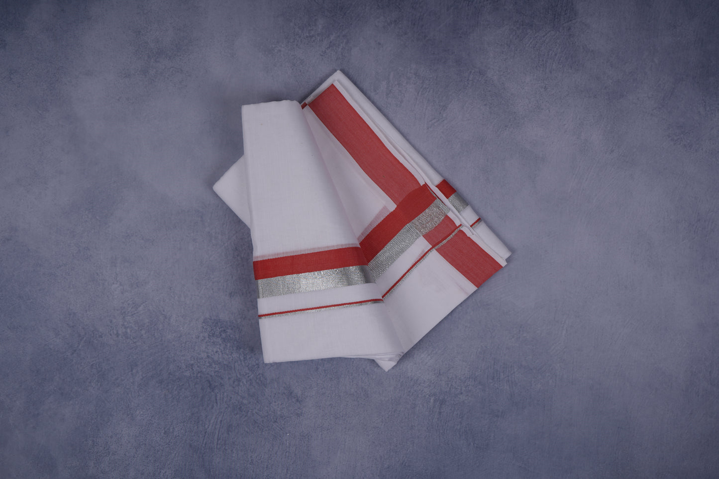 FEATHER FINISH COTTON 1212 W/D DHOTHIE 3.80 MTR-REDSILVER