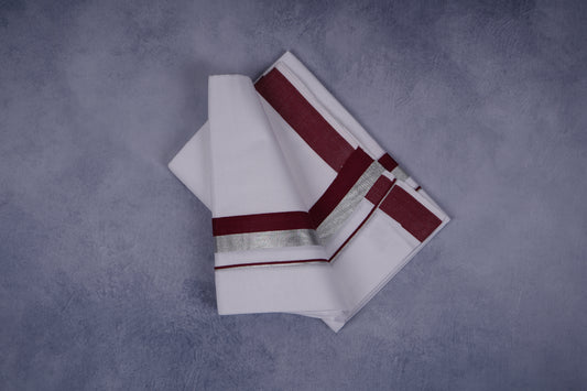 FEATHER FINISH COTTON 1212 W/D DHOTHIE 3.80 MTR-DARK MAROON