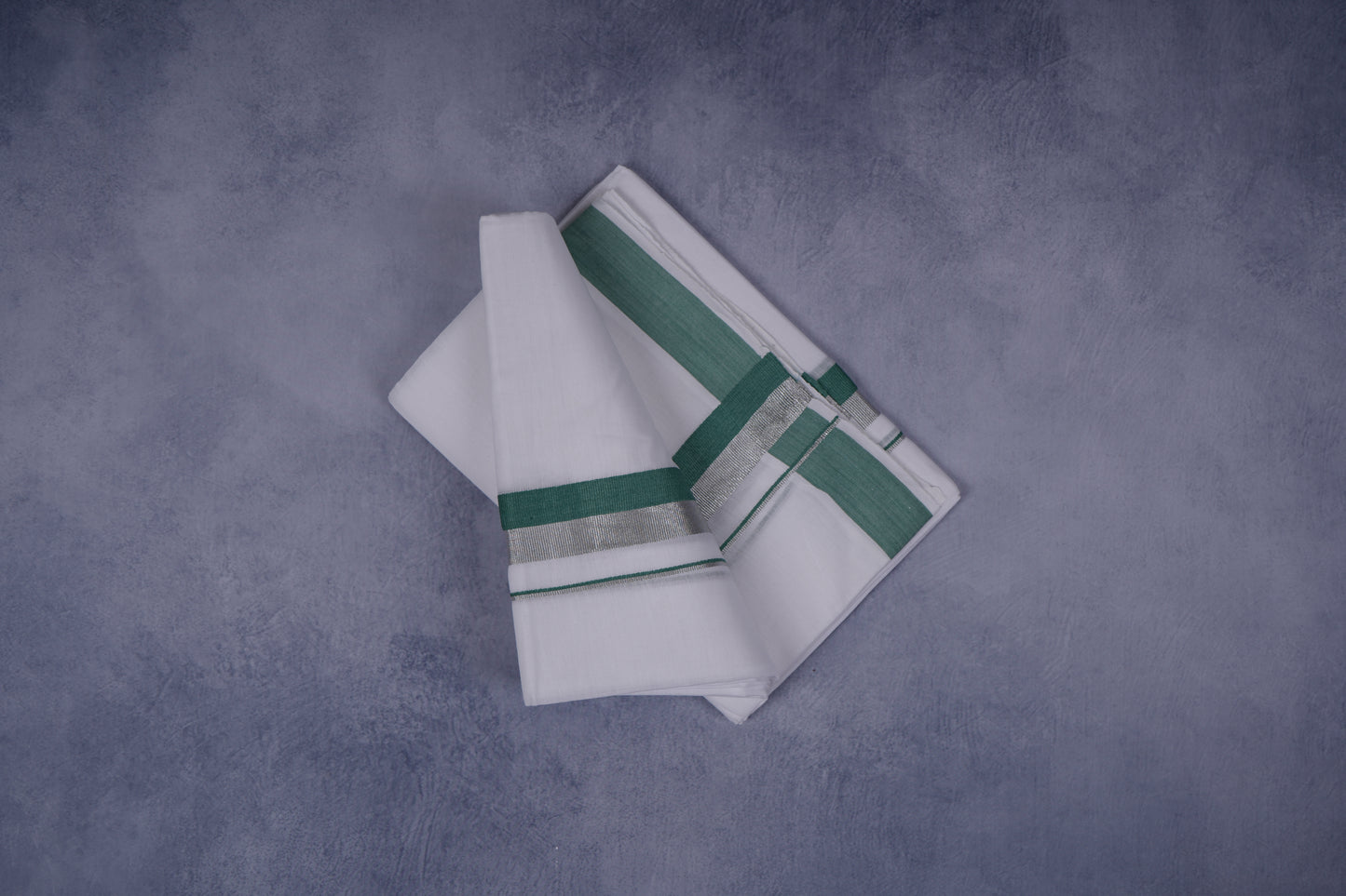 FEATHER FINISH COTTON 1212 W/D DHOTHIE 3.80 MTR-DARK GREEN