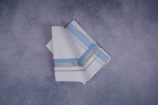 FEATHER FINISH COTTON 1212 W/D DHOTHIE 3.80 MTR-SKY BLUE