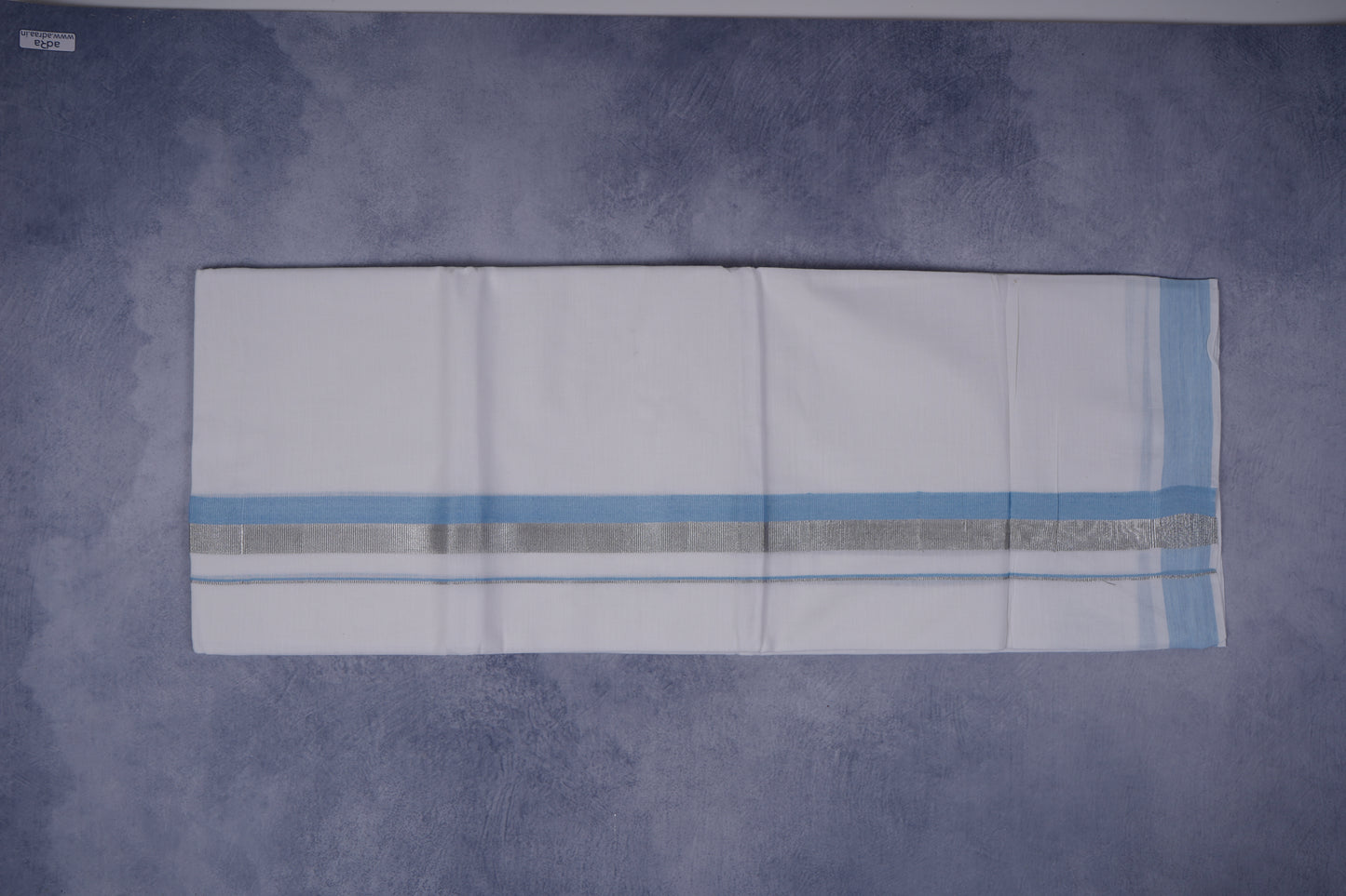 FEATHER FINISH COTTON 1212 W/D DHOTHIE 3.80 MTR-SKY BLUE