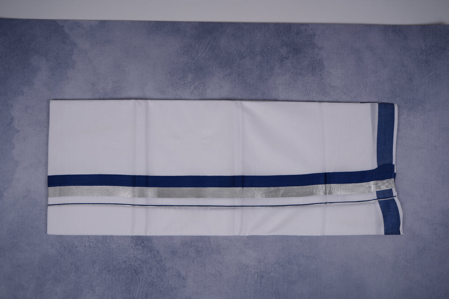 FEATHER FINISH COTTON 1212 W/D DHOTHIE 3.80 MTR-NAVY BLUE