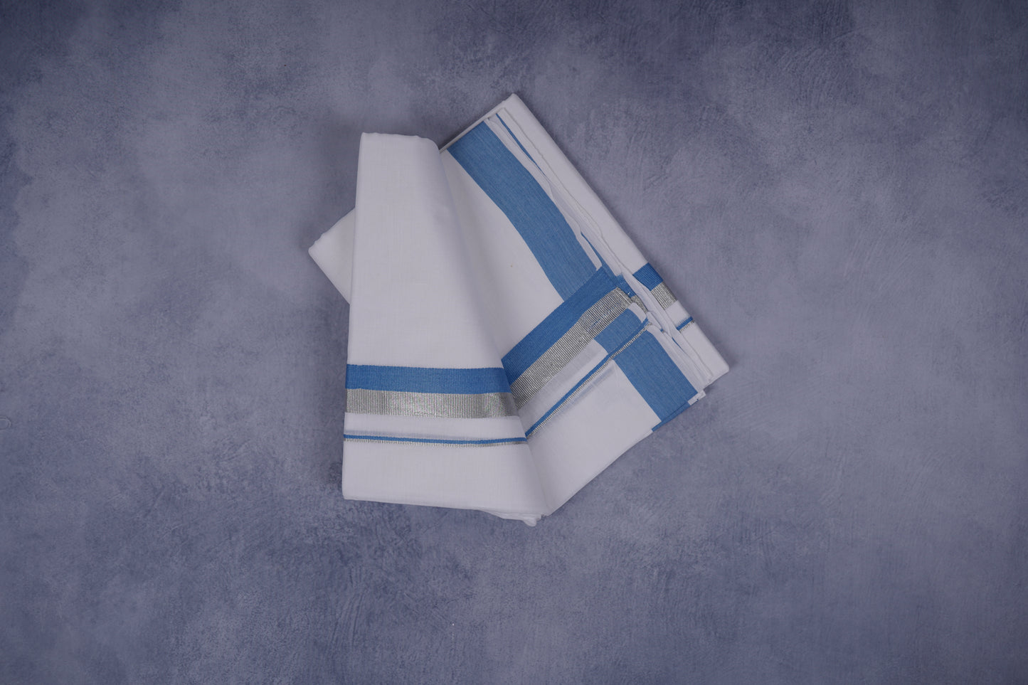 FEATHER FINISH COTTON 1212 W/D DHOTHIE 3.80 MTR-BLUE