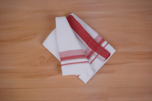 FEATHER FINISH COTTON 4014 W/D DHOTHIE 3.80 MTR -PINK