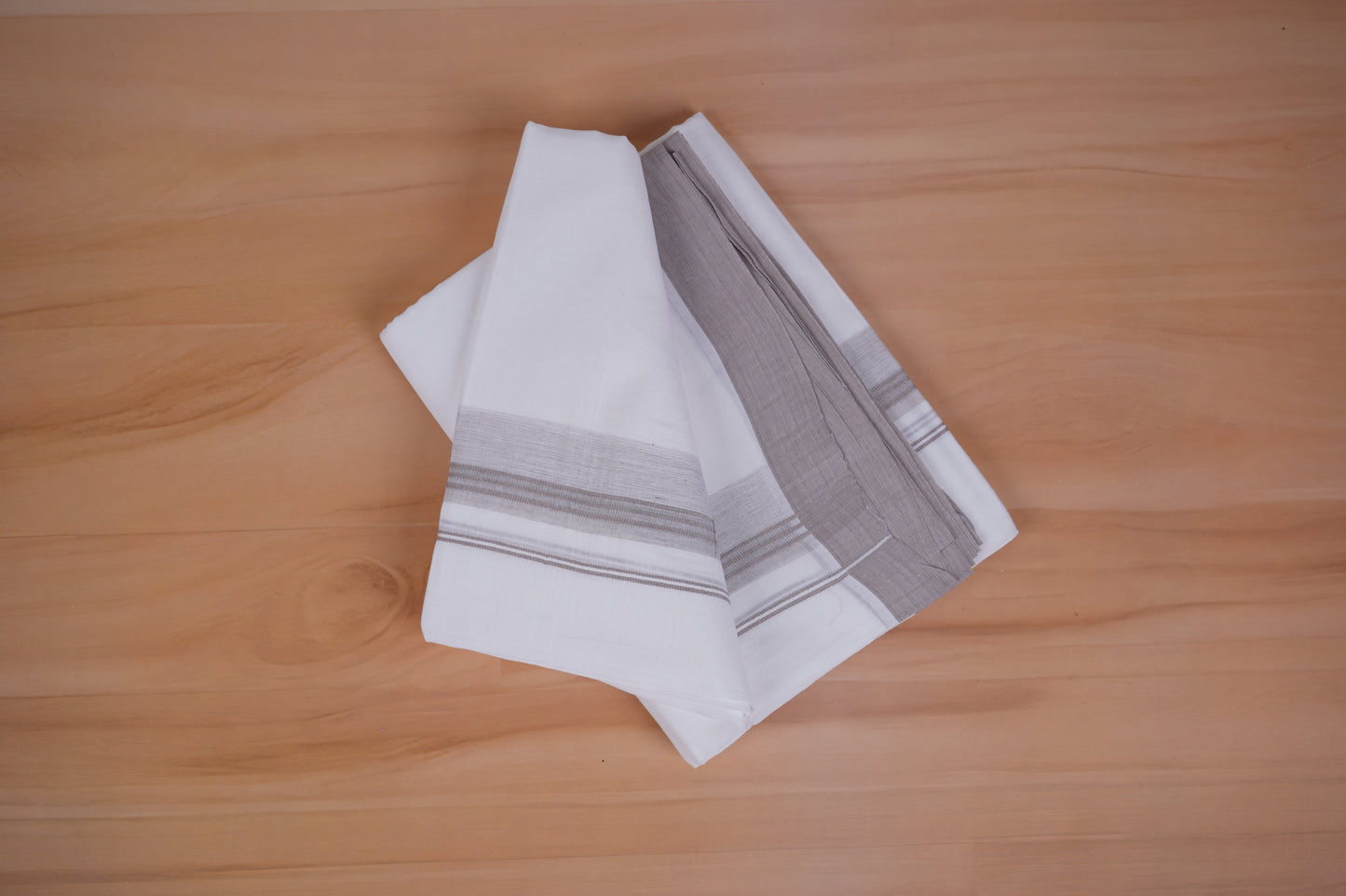 FEATHER FINISH COTTON 4014 W/D DHOTHIE 3.80 MTR -LIGHT GRAY
