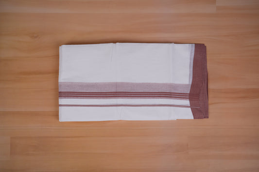 FEATHER FINISH COTTON 4014 W/D DHOTHIE 3.80 MTR -DARK PINK