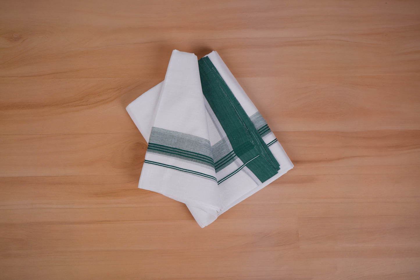 FEATHER FINISH COTTON 4014 W/D DHOTHIE 3.80 MTR -GREEN
