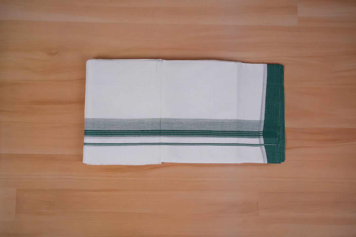 FEATHER FINISH COTTON 4014 W/D DHOTHIE 3.80 MTR -GREEN