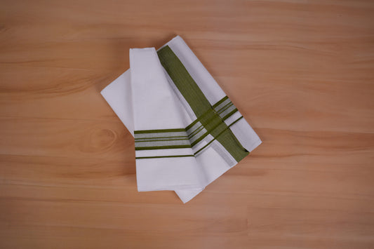 FEATHER FINISH COTTON 4012 W/D DHOTHIE 3.80 MTR - GREEN
