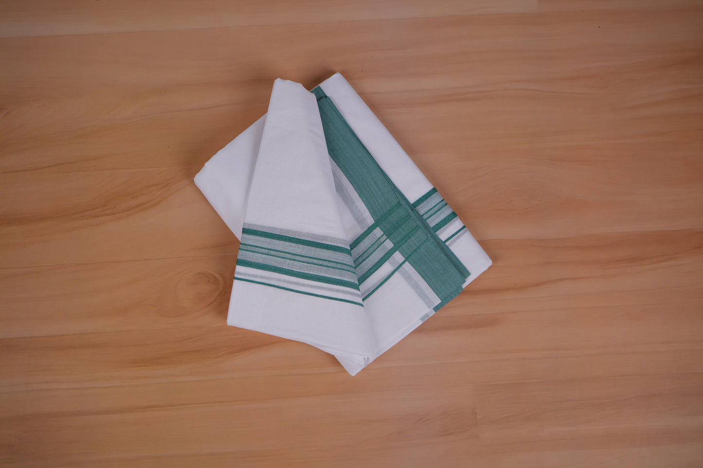 FEATHER FINISH COTTON 4012 W/D DHOTHIE 3.80 MTR - GREEN