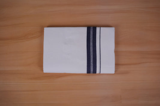 FEATHER FINISH COTTON 4011 W/D DHOTHIE 3.80 MTR-NAVY BLUE