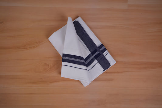 FEATHER FINISH COTTON 4011 W/D DHOTHIE 3.80 MTR-NAVY BLUE