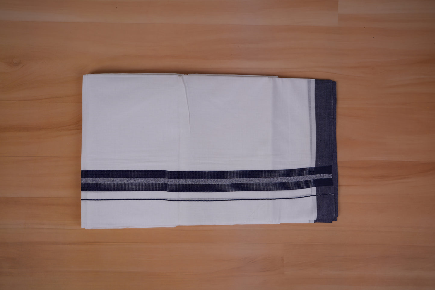 FEATHER FINISH COTTON 4011 W/D DHOTHIE 3.80 MTR-NAVY BLUE