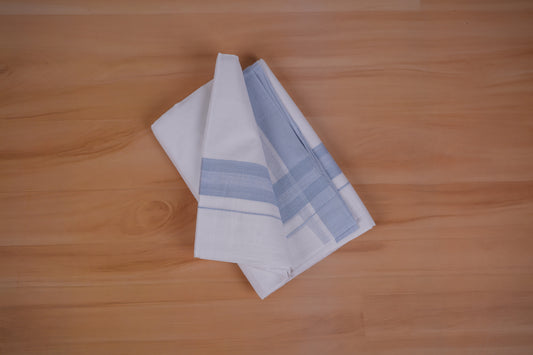 FEATHER FINISH COTTON 4011 W/D DHOTHIE 3.80 MTR-LIGHT BLUE