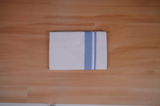 FEATHER FINISH COTTON 4013 W/D DHOTHIE 3.80 MTR-BLUE