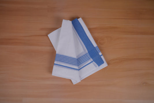 FEATHER FINISH COTTON 4013 W/D DHOTHIE 3.80 MTR-BLUE