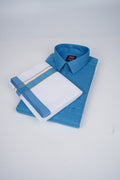Boston Colour Shirt Fancy Matching Border Single White Dhoti Set - Ford 21054